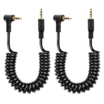 Lot de 2 câbles audio 2,5 mm TRS 3 broches mâle vers mâle stéréo auxiliaire spirale pour caméscope, appareil photo, télécommande d'appareil photo, casque, blaster infrarouge et émetteur