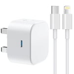 iPhone Charger,Apple iPhone Fast Charger Cable and Plug 20W Super Charge for iPhone 14/14 Plus/14 Pro/14 Pro Max/13/13 Pro/12 Pro/SE/11 Pro,3FT 1M New Rapid USB C to Lightning Charging Lead and Plug