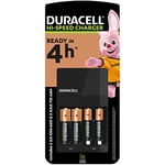 Duracell - chargeur de piles AA et AAA en 4 heures (2 piles AA et 2 piles AAA rechargeables incluses)