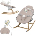 LIONELO DALIA ROCKER Transat pour Bébé jusqu'à 9 kg, Inclinaison avec Bâtonnet et Jouet, Balancelle, Réglage de l'Inclinaison, Ceinture à 3 points Poids Léger 3,2 kg Montage sans Outils