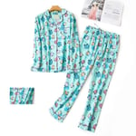 QYV Autumn 100% Cotton Pyjamas Women Pajamas Sets Brushed Winter Warm Cute Cartoon Sleepwear Pijamas Home Wear Womens Clothing|Pajama Sets,SVLS-17,S