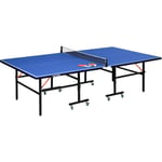 Sportnow - Table de ping pong tennis de table pliable 8 roues - filet, 2 raquettes, 3 balles inclus - noir bleu