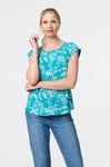 Izabel London Womens Green Floral Turn-Up Cap Sleeve Shell Top - Size 10 UK