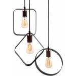 Lustre Design Suspension en Métal Noir et Cuivré pour Ampoules Filament E27 Max. 40W Triple Abat-jour pour Salon Style Industriel Minimaliste Beliani