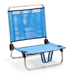 Solenny Chaise de Plage Pliante Dossier Bas avec Poche et Accoudoirs 54x50x63 cm