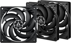 P12 Slim PWM PST (3 Pièces) - Ventilateur PC, 120 mm, Ventilateur Boitier Silencieux, Refroidisseur pour Unité Centrale, Pression Statique Élevée, Fonction de Partage PST, 300-2100 rpm - Noir