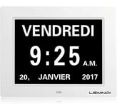 LEMNOI de Noël 8" Pouce LCD Horloge Numérique Calendrier avec Date Jour Et Heure Horloge Non-Abrégée Auto Dimming 8 Langues HD Display Rappel pour Alzheimer Le Personne âgée et Le Enfant