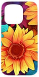 Coque pour iPhone 15 Pro Rainbow Sunflowers - Tournesols Arc-en-Ciel Vibrants