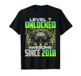 Level 7 Unlocked Awesome Since 2018 7th Birthday Gaming T-Shirt