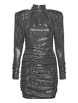 Mini Glitter Dress With Shoulder Pa Silver Stella Nova