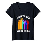 Womens Dignity And Justice For All Human Rights Raised Hands V-Neck T-Shirt