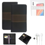 Phone Case + earphones for Motorola One Vision Wallet Cover Bookstyle protective