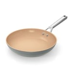 Ninja Extended Life 28 cm Ceramic Frying Pan, Non-Stick, No PFAs, PFOAs, Lead or Cadmium, Induction Compatible, Stainless Steel Handle, Oven Safe, Grey and Terracotta, CW90028EUUKDB