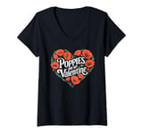 Womens Poppies Are My Valentine Red Poppy Flower Valentines Day V-Neck T-Shirt