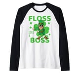 Floss Like A Boss Funny Leprechaun Dancing Dab Raglan Baseball Tee