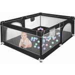 Parc Bebe,Parc de sécurité,Playpen for Baby en Tissu Haloyo Parc Amovible Bébé pour Appartement,centre d'activités pour enfants,120 x 160 x 66cm,noir