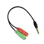 APM 422023, Adaptateur Jack 3,5mm, Micro et Casque Audio Stéréo, Splitter Mâle à Double Femelle, Compatible avec Ordinateur, Ecouteur, Haut-Parleur, Transmission Sonore Stable et Rapide