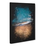 Alone Upon The Beach Paint Splash Modern Canvas Wall Art Print Ready to Hang, Framed Picture for Living Room Bedroom Home Office Décor, 30x20 Inch (76x50 cm)