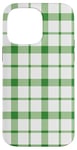 iPhone 14 Pro Max Green White Checkered Plaid Flannel Gingham Pattern Checker Case