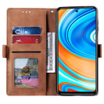 Yhteensopiva Xiaomi Redmi Note 9 Pro/ Max Retro Case Premium Pu -nahkakuoren kanssa korttipidikkeen rannehihnalla