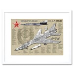 Wee Blue Coo War Drawing Bomber Plane Tupolev Tu22 Blinder Soviet USSR Framed Wall Art Print