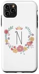 Coque pour iPhone 11 Pro Max Cadeau personalisé pour fillettes thème princesses lettre N