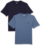 Amazon Essentials Men's T-Shirt Regular-Fit Short-Sleeve Crewneck Pocket, Pack of 2, Dark Blue/Navy, L