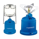 Campingaz - Verre lampe à gaz - Lanterne Camping 206 L - 10-80 Watt, Bleu & 206 S Réchaud de camping, réchaud à gaz 1 brûleur pour le camping, les festivals ou les randonnées