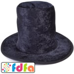 Bristol Novelty Old England Black Velvet Tall Top Hat Childs Fancy Dress New