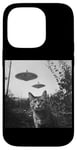 Coque pour iPhone 14 Pro Cat Selfie with UFO Weird 50s Photo -