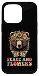 Coque pour iPhone 13 Pro Couronne de fleurs avec ours marron