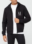 Armani Exchange Icon Logo Zip Through Hoodie - Black, Black, Size M, Men