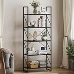 YITAHOME Bibliothèque à 5 Niveaux, étagère à Livres sur Pied, étagère en Bois et Cadre en métal, étagère de Rangement pour Salon, Bureau à Domicile – Noir