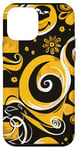 Coque pour iPhone 12 mini Jaune Abstrait Floral Rétro Tourbillon Happy Face Art