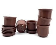 Kimmel Lot de 6 Mini Pots de Fleurs, 6 cm, avec Soucoupe, Marron