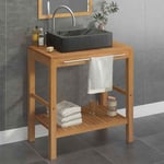 Armoire de toilette en teck solide avec lavabo en marbre Noir