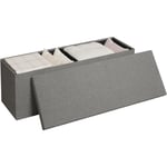 Banc de Rangement Pliable 117L, 110x37, 5x37, 5 cm, Banc Coffre, Pouf de Chambre, Banc Bout de Lit, en Lin, Gris Foncé - Klihome