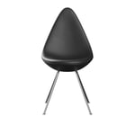 Fritz Hansen - 3110UB Droppen - Essential Leather Black - Ruokapöydän tuolit - Arne Jacobsen - Nahka/Metalli/Muovi