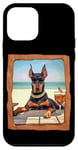 Coque pour iPhone 12 mini Doberman Beach Vibes avec lunettes de soleil