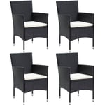 Lot de 4 Chaises Chaises de salle à manger Chaise de jardin Résine tressée Noir 12143