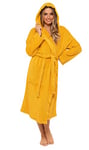 CityComfort Ladies Robe Terry Towelling Cotton Dressing Gown Bathrobe Highly Absorbent Women (M, Mustard), 12/14 UK (40/42 EU)