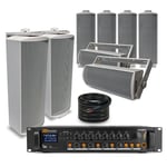 100V 4-Zone Column Wall Speaker System for PA Music in Pubs Restaurants (x8)