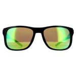 Tommy Hilfiger Wrap Mens Black Green Mirror Sunglasses - One Size