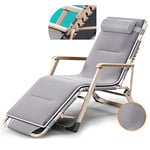 Reclining Patio Chairs Portable Foldable Deck Chair, Zero Gravity Recliner Padded Patio Lounger Chair, with Adjustable Headrest, for Office, Beach, Swimming Pool, Garden