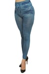 Legging fin bleu effet jean usé