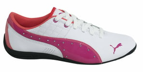 Puma Childrens Unisex Drift Cat 6 Junior Kids Lace Up White Pink Trainers 305185 01 D94 - Size UK 2.5