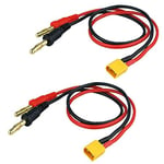 2pcs XT30 Adaptateur de connecteur à fiche Banane 4mm avec Fil de Silicone 16awg