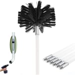 Kit Brosse de Cheminée, Outil Nettoyage pour Cheminées Brosse Kit de Ramonage Ccontient 6 (61cm Tiges Flexibles et 1 (100mm) Tête de kit de ramonage