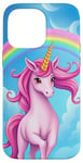 iPhone 14 Pro Max Colorful Unicorn in Clouds with Bright Rainbow Case