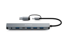 HUB USB 7 PORTS USB-A 3.0 + ADAPTATEUR USB-A FEMELLE / USB-C MALE + ALIMENTATION 5V